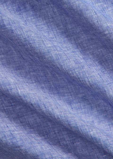 Men Ralph Lauren Custom Fit Linen Chambray Shirt 4DJ2963 Heritage Royal