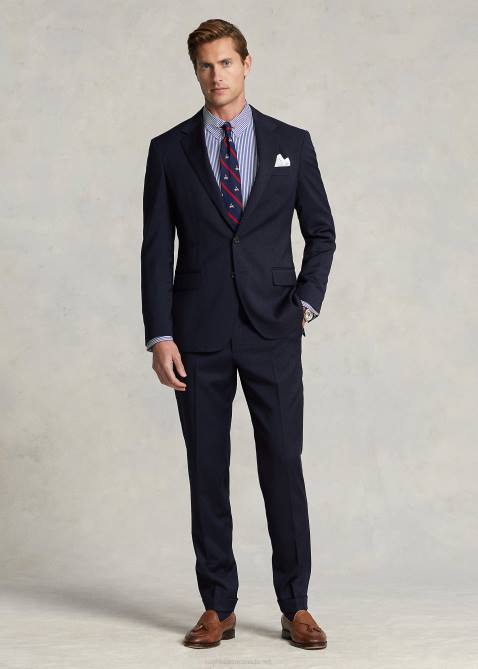 Men Ralph Lauren Custom Fit Striped Poplin Shirt 4DJ28613 Blue/White