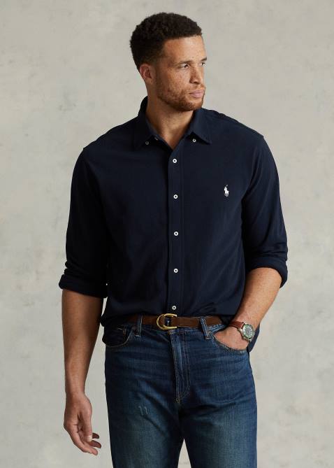 Men Ralph Lauren Featherweight Mesh Shirt 4DJ21869 Aviator Navy