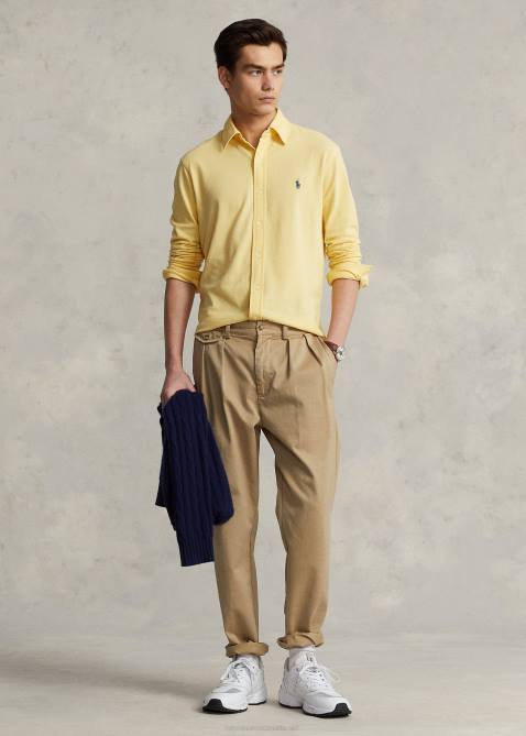Men Ralph Lauren Featherweight Mesh Shirt 4DJ2416 Corn Yellow