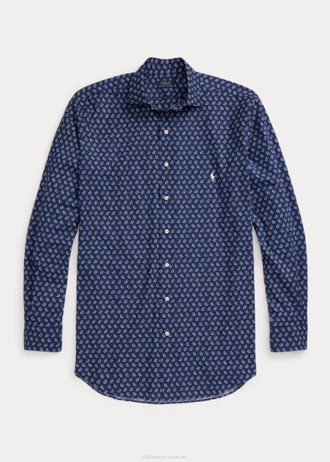 Men Ralph Lauren Foulard Stretch Poplin Shirt 4DJ21359 Gansett Foulard