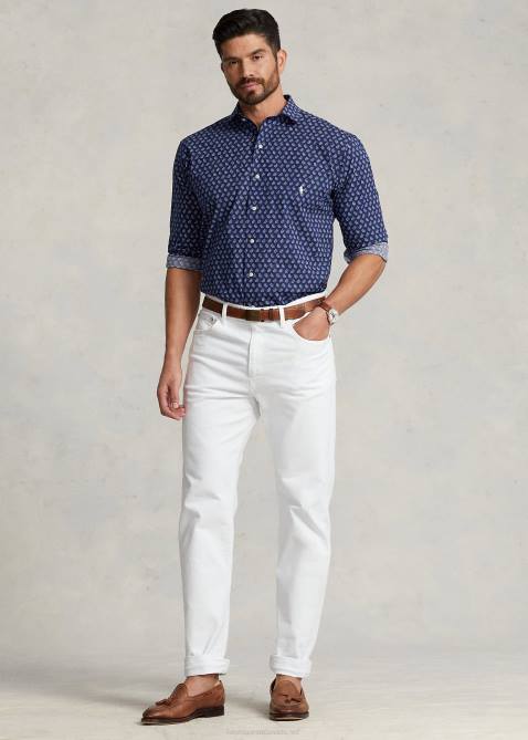 Men Ralph Lauren Foulard Stretch Poplin Shirt 4DJ21359 Gansett Foulard