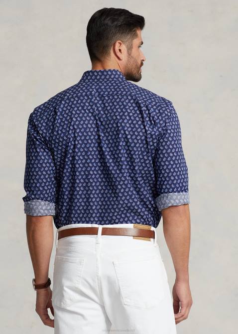 Men Ralph Lauren Foulard Stretch Poplin Shirt 4DJ21359 Gansett Foulard