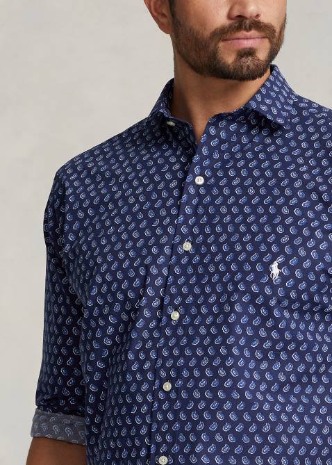 Men Ralph Lauren Foulard Stretch Poplin Shirt 4DJ21359 Gansett Foulard