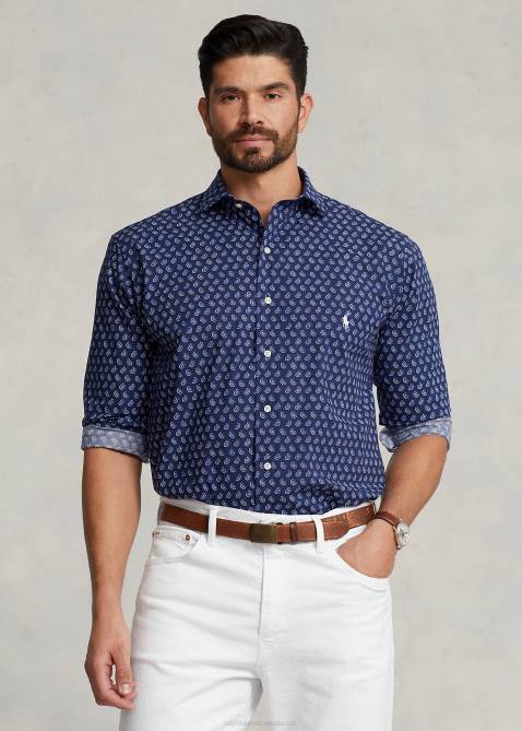 Men Ralph Lauren Foulard Stretch Poplin Shirt 4DJ21359 Gansett Foulard