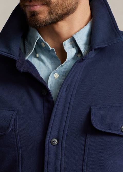Men Ralph Lauren French Terry Workshirt 4DJ21549 Cruise Navy
