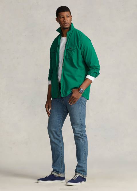 Men Ralph Lauren Garment-Dyed Oxford Overshirt 4DJ21348 Primary Green