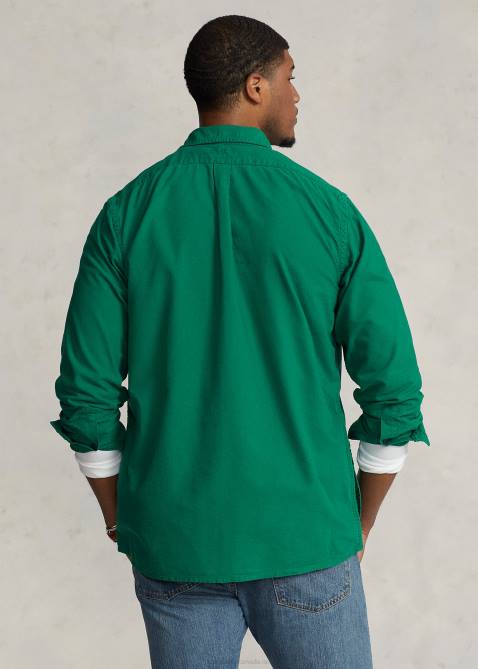 Men Ralph Lauren Garment-Dyed Oxford Overshirt 4DJ21348 Primary Green