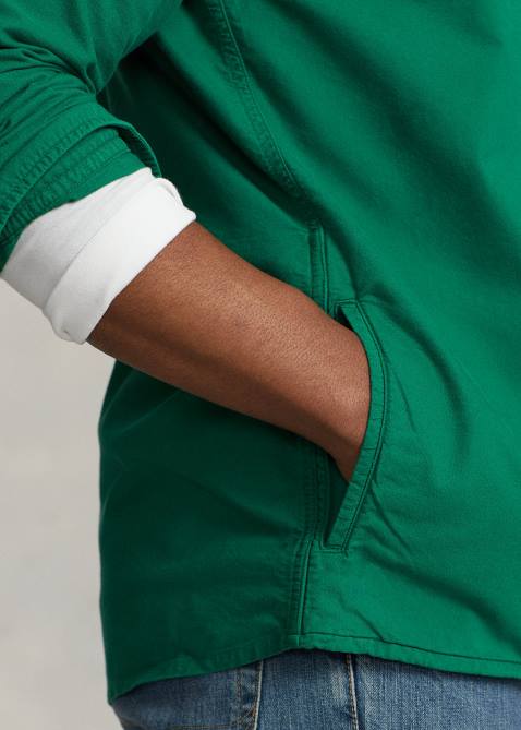 Men Ralph Lauren Garment-Dyed Oxford Overshirt 4DJ21348 Primary Green