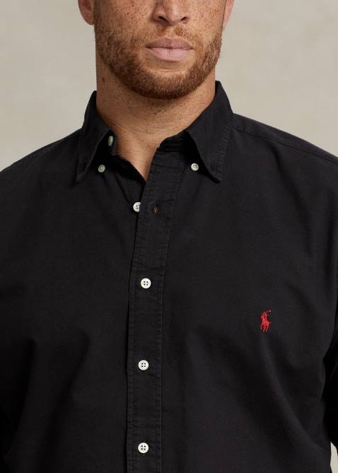 Men Ralph Lauren Garment-Dyed Oxford Shirt 4DJ21511 Black