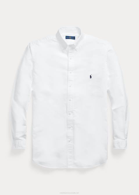Men Ralph Lauren Garment-Dyed Oxford Shirt 4DJ21512 White/Navy
