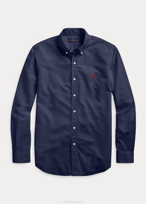 Men Ralph Lauren Garment-Dyed Oxford Shirt 4DJ21513 RL Navy