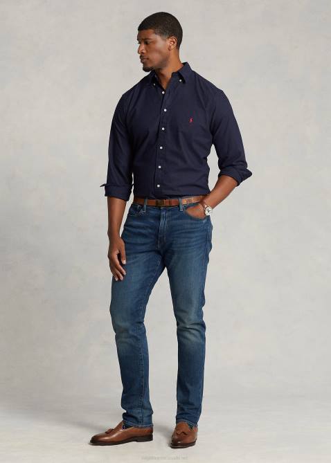 Men Ralph Lauren Garment-Dyed Oxford Shirt 4DJ21513 RL Navy