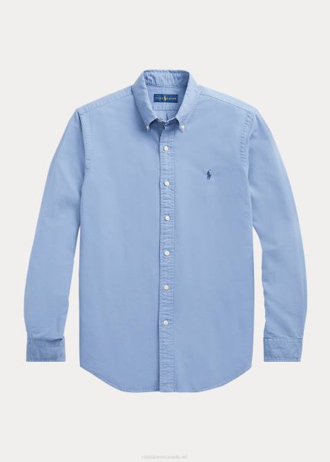 Men Ralph Lauren Garment-Dyed Oxford Shirt 4DJ21514 Bastille Blue