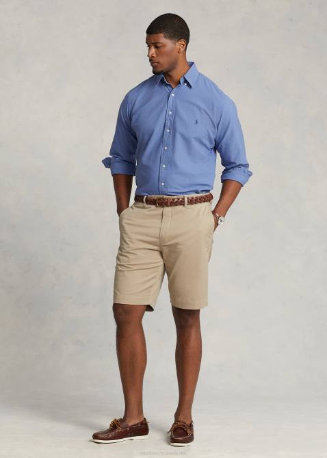 Men Ralph Lauren Garment-Dyed Oxford Shirt 4DJ21514 Bastille Blue