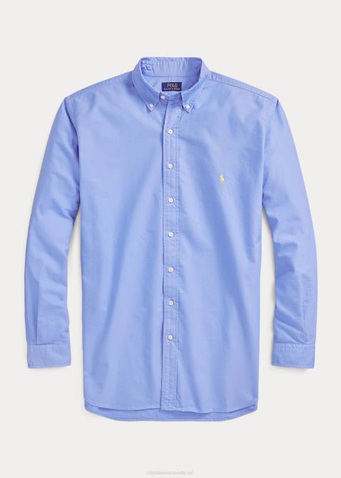 Men Ralph Lauren Garment-Dyed Oxford Shirt 4DJ21515 Harbor Island Blue