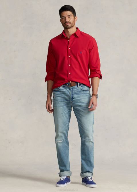 Men Ralph Lauren Garment-Dyed Oxford Shirt 4DJ21516 RL 2000 Red
