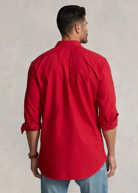 Men Ralph Lauren Garment-Dyed Oxford Shirt 4DJ21516 RL 2000 Red