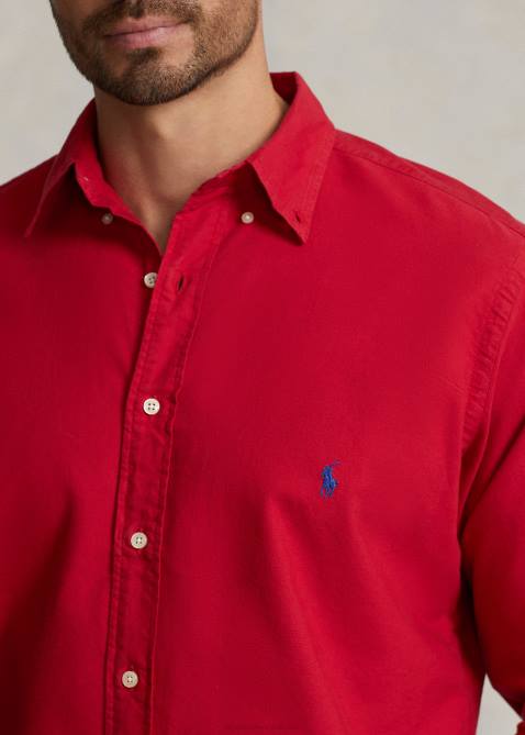 Men Ralph Lauren Garment-Dyed Oxford Shirt 4DJ21516 RL 2000 Red
