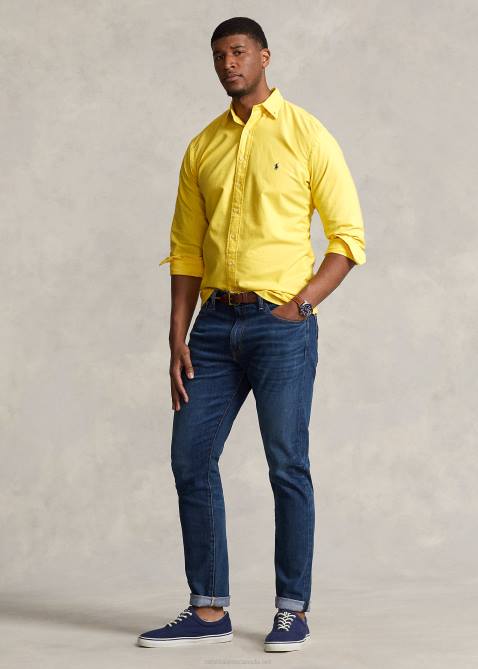 Men Ralph Lauren Garment-Dyed Oxford Shirt 4DJ21518 Lemon Crush