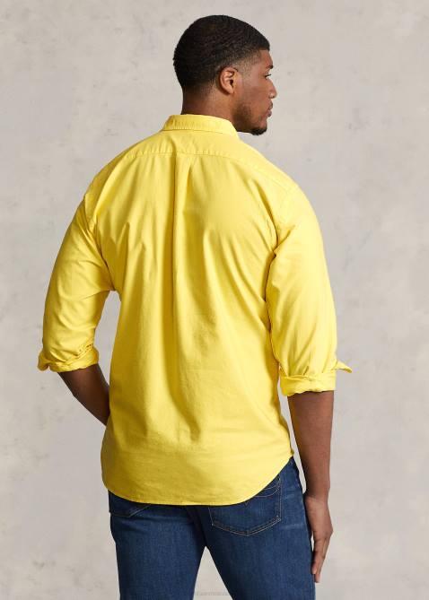 Men Ralph Lauren Garment-Dyed Oxford Shirt 4DJ21518 Lemon Crush