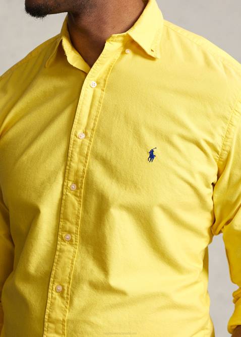 Men Ralph Lauren Garment-Dyed Oxford Shirt 4DJ21518 Lemon Crush