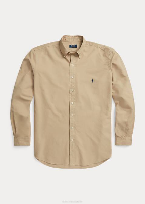 Men Ralph Lauren Garment-Dyed Oxford Shirt 4DJ21519 Surrey Tan