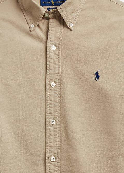 Men Ralph Lauren Garment-Dyed Oxford Shirt 4DJ21519 Surrey Tan