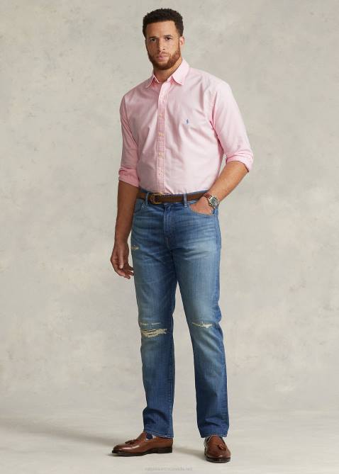 Men Ralph Lauren Garment-Dyed Oxford Shirt 4DJ21520 Carmel Pink