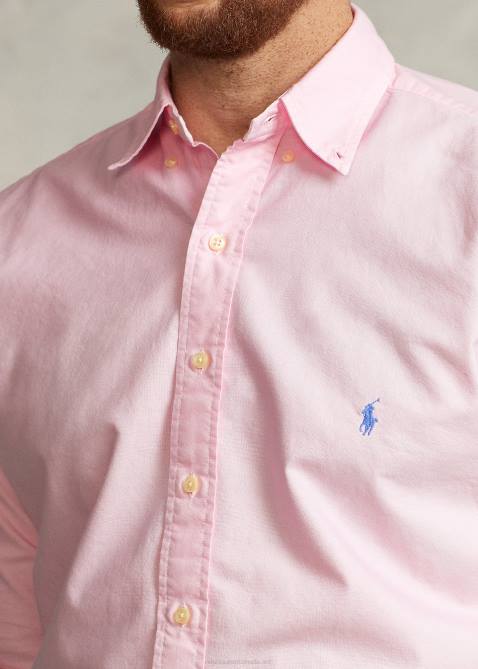 Men Ralph Lauren Garment-Dyed Oxford Shirt 4DJ21520 Carmel Pink