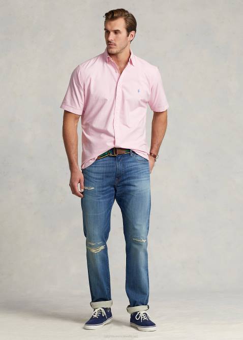 Men Ralph Lauren Garment-Dyed Oxford Shirt 4DJ21874 Carmel Pink
