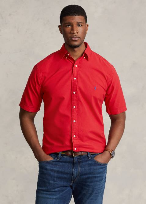 Men Ralph Lauren Garment-Dyed Oxford Shirt 4DJ21877 RL 2000 Red