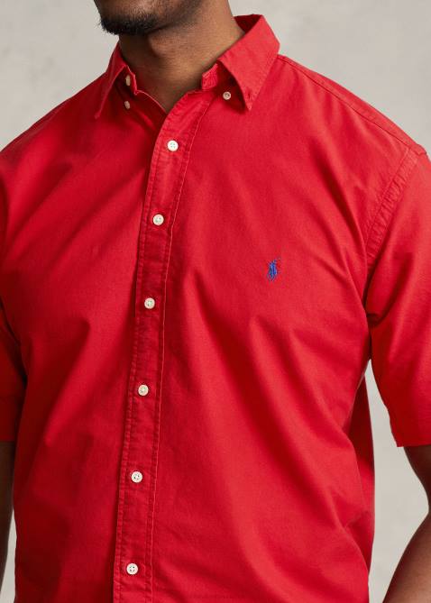 Men Ralph Lauren Garment-Dyed Oxford Shirt 4DJ21877 RL 2000 Red