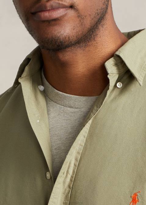 Men Ralph Lauren Garment-Dyed Oxford Shirt 4DJ21879 Sage Green