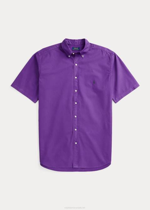 Men Ralph Lauren Garment-Dyed Oxford Shirt 4DJ21880 Purple Cactus