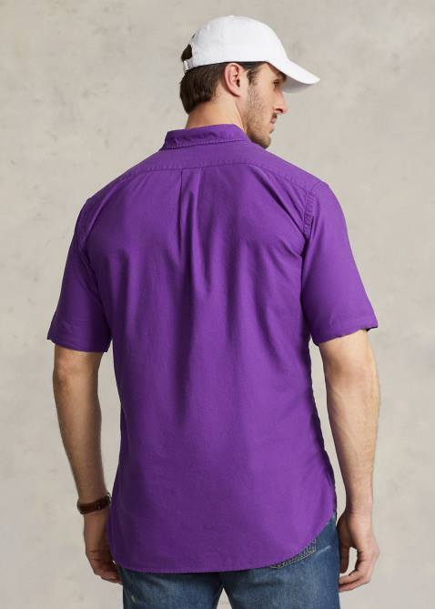 Men Ralph Lauren Garment-Dyed Oxford Shirt 4DJ21880 Purple Cactus