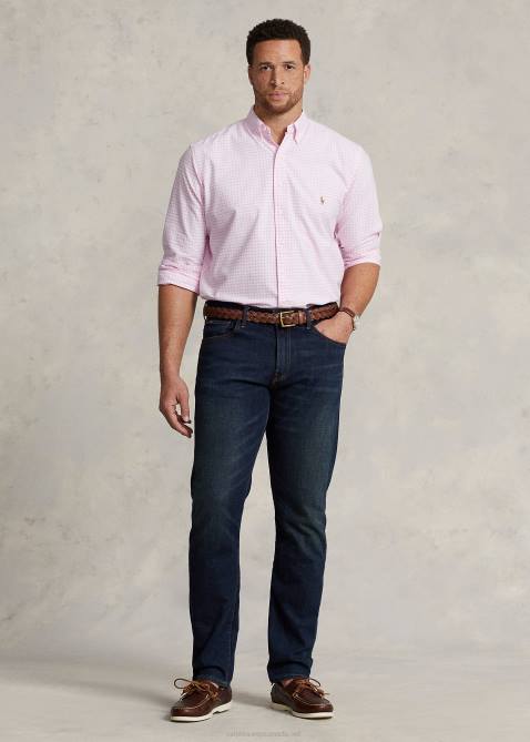 Men Ralph Lauren Gingham Oxford Shirt 4DJ21422 Pink/White