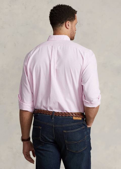 Men Ralph Lauren Gingham Oxford Shirt 4DJ21422 Pink/White