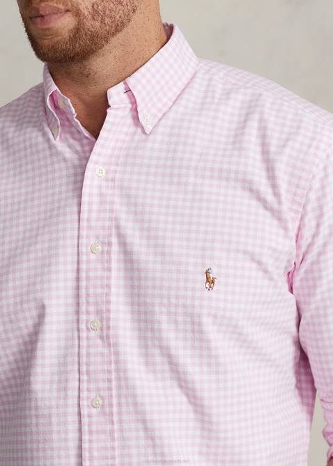 Men Ralph Lauren Gingham Oxford Shirt 4DJ21422 Pink/White
