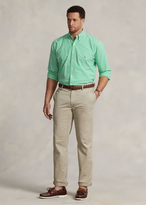 Men Ralph Lauren Gingham Oxford Shirt 4DJ21424 Summer Emerald/White