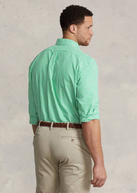 Men Ralph Lauren Gingham Oxford Shirt 4DJ21424 Summer Emerald/White