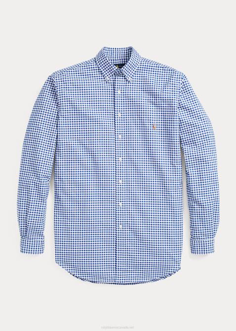 Men Ralph Lauren Gingham Oxford Shirt 4DJ21839 Blue/White Gingham