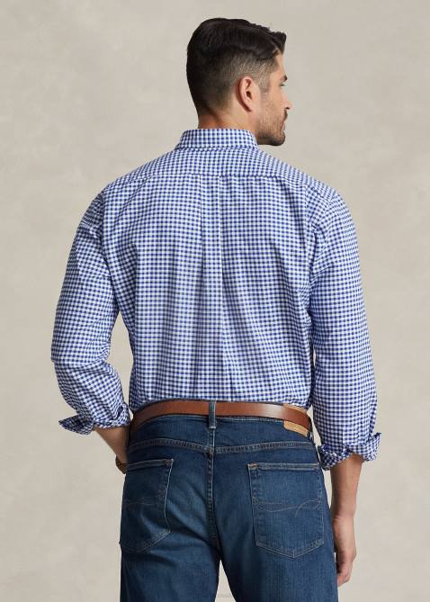 Men Ralph Lauren Gingham Oxford Shirt 4DJ21839 Blue/White Gingham