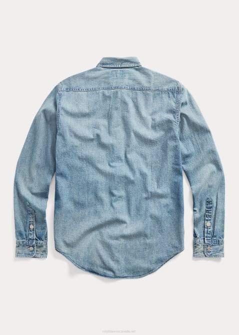 Men Ralph Lauren Indigo Denim Workshirt 4DJ21734 Clearfield Wash