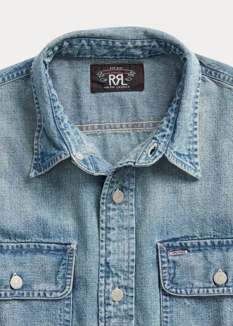 Men Ralph Lauren Indigo Denim Workshirt 4DJ21734 Clearfield Wash