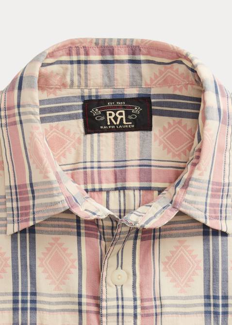 Men Ralph Lauren Jacquard Madras Workshirt 4DJ21733 Blue/Multi