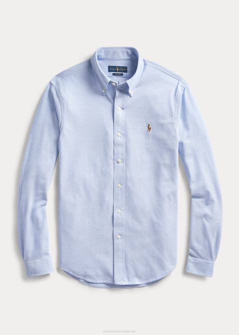Men Ralph Lauren Knit Oxford Shirt 4DJ2900 Harbor Island Blue