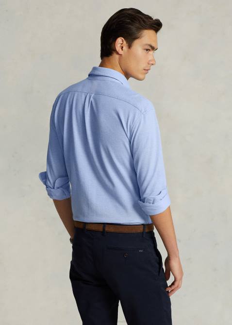 Men Ralph Lauren Knit Oxford Shirt 4DJ2900 Harbor Island Blue