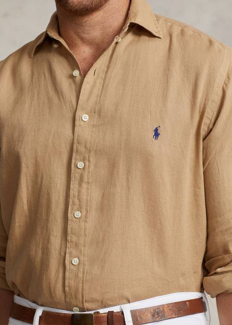 Men Ralph Lauren Lightweight Linen Shirt 4DJ21551 Vintage Khaki