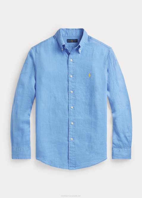 Men Ralph Lauren Lightweight Linen Shirt 4DJ21553 Harbor Island Blue